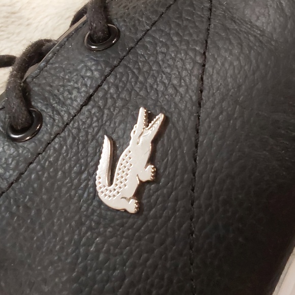 Lacoste Bayliss Black Leather With Silver Croc Sneakers Mens Size 11 - Picture 10 of 16